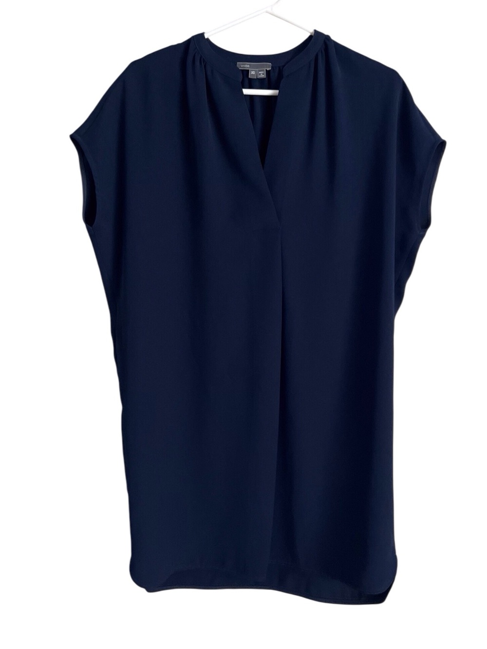 Vince Womens Navy Blue Mini Dress Popover Tunic Quiet Luxury Neutral Designer XS